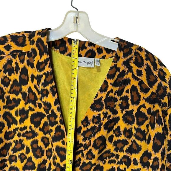 Womens Adam Douglass Silk Sz Large Animal Cheetah Brown Gold Black Button Jacket - Picture 9 of 9